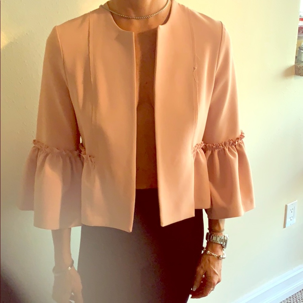 Baby pink blazer with bell sleeves